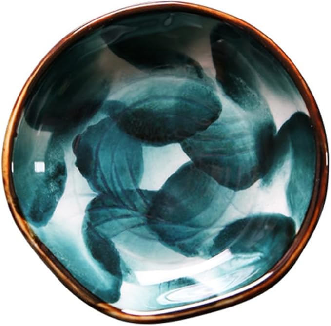 Cabilock 2pcs Handpainted Ceramic Sauce Plate Retro Japanese Style Tableware for Appetizers Snacks and Treats Unique Design for Home and Restaurant Use