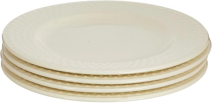 Hobby Lobby Hobnail Ceramic Dinnerware, White Glossy Finish, Set of 4 (8" Salad Plate)