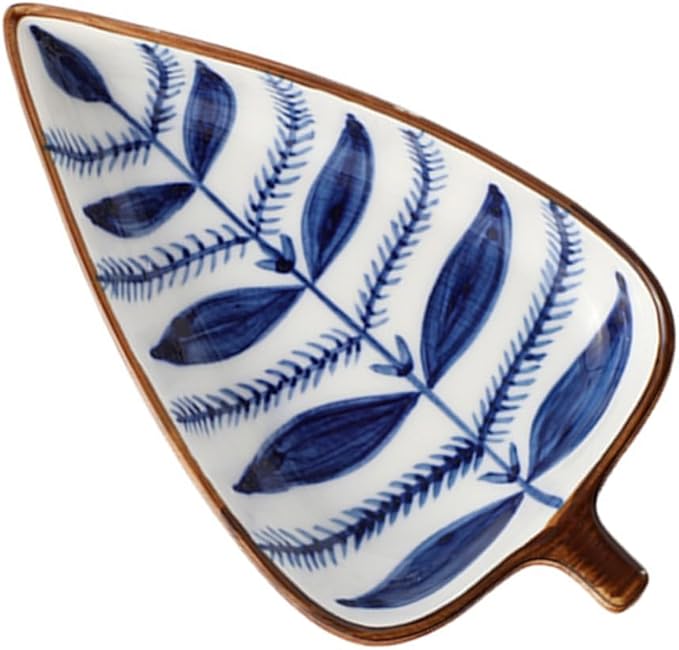 Unomor Creative Japanese Style Ceramic Snack Dish Hand-Painted Under-Glaze Sauce Dish for Dipping Seasoning and Appetizers 4.5-Inch Individual Serving Plate for Home Kitchen
