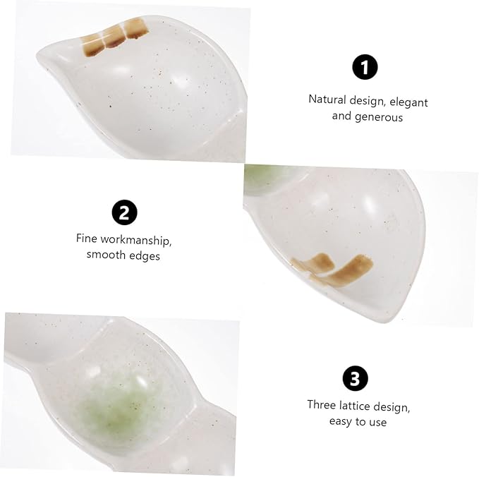 3-Compartment Ceramic Snack Dish Retro Japanese Style Dipping Sauce Plate for Appetizers and Condiments Creative Tableware for Home and Parties