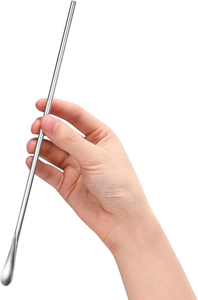 12-Pack 10.0" / 25.8cm Stainless Steel Long Handle Stirring & Mixing Spoon – Reusable Bar Tool for Coffee, Tea, Iced Drinks & Cocktails