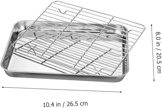 Zerodeko 1Pc Serving Tray with Net Bracket Multi Functional Food Storage Plate for Draining Steaming and Baking