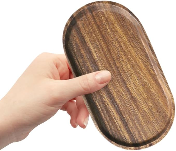 DOITOOL Wooden Serving Tray 7.87 X 4.64 Inch Oval Food Platter Decorative Snack Plate for Appetizers Coffee and Desserts Kitchen Dining Serving Dish