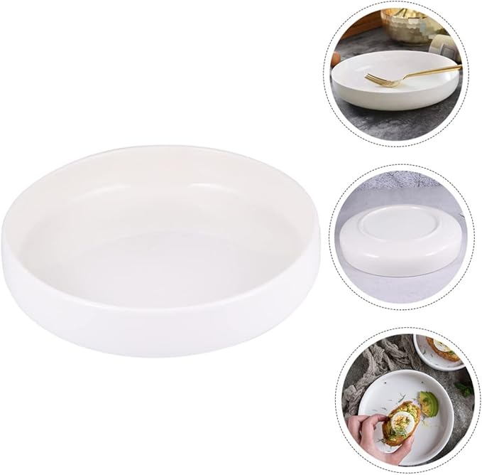 PRETYZOOM Delicate Ceramic Dinner Plate Small Sushi Plate Pasta Steak Salad Oven Freezer Safe White