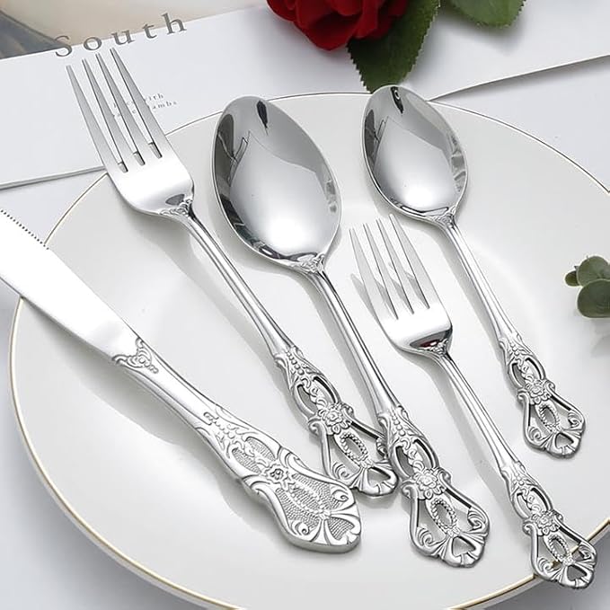 Silverware Set, 20 Pieces Flatware Serving Sets 18/10, Stainless Steel Cutlery Set for Home, Restaurant, Wedding, Party,Dishwasher Safe