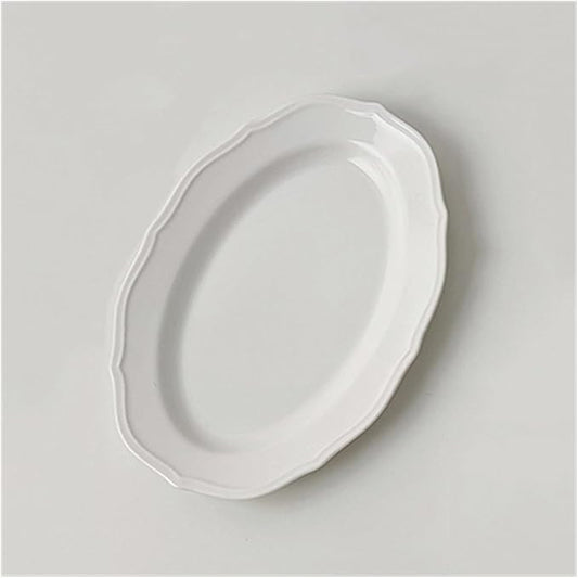 SONGCHAO Party Supplies Retro Lace Plate Simple Dinner Plate Ceramic Plate Salad Plate Breakfast Plate Dessert Plate Home Restaurant Cafe Party Plates (Color : B, Size : Large)
