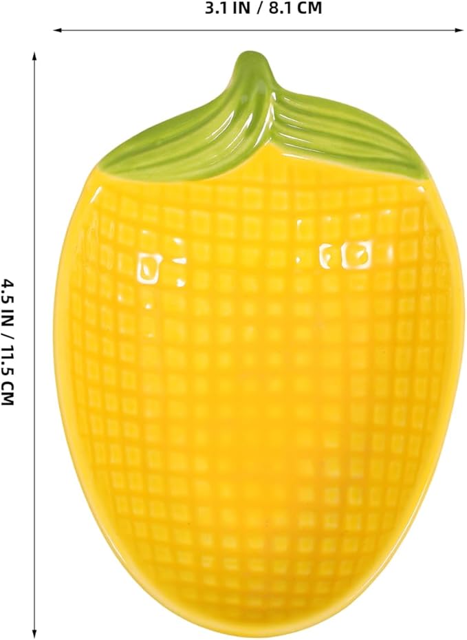 Alipis Corn Shaped Ceramic Dipping Sauce Plate Small Appetizer Serving Dish for Snacks Salsas and Condiments 4.52X3.18X0.98 Inches
