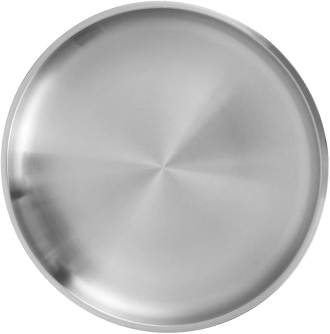 GLEAVI Compact Round Tray Stainless Steel Fruit Serving Plate Kitchen Supplies