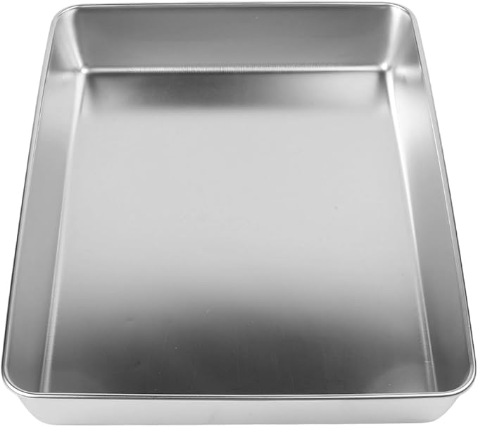 Stainless Steel Serving Tray with Deep Edges, Rectangular Food Platter for Kitchen, Camping, Picnics, School Cafeteria, Dishwasher Safe, Silver(40 * 35 * 5.5)