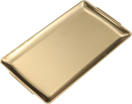 Baking Sheet, Sheet Pans for Baking Stainless Steel, Rectangle Metal Serving Tray with Handles for Dining, Party, Buffet, Dishwasher(Gold,34 * 18cm/13.4 * 7in)