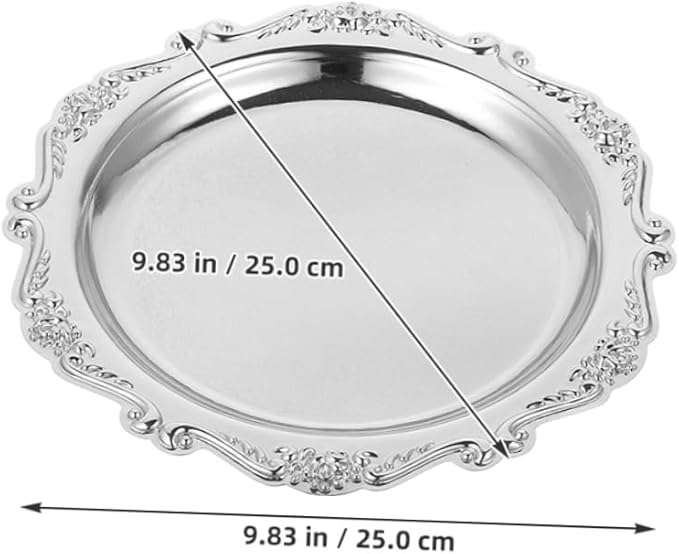 2pc Snack Iron Plate Serving Tray Vintage Jewelry Dish Retro Metal Trays for Desserts Chips and Dip Holder Home Decorative Plate