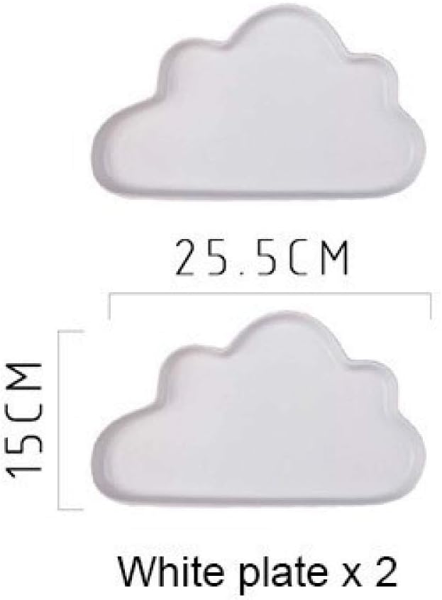 fruit dish2 PCS 4 PCS Ceramic Color Clouds Plate Porcelain Rain Tray Matt Smooth Plates Cute-White cloud2Big