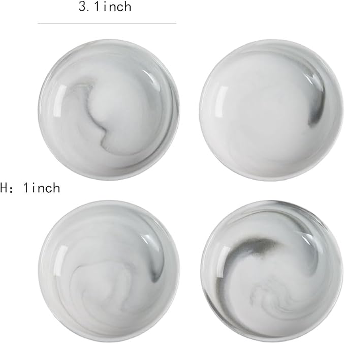 Marbling Ceramic Sauce Dish Seasoning Dish Appetizer Plate Snack Plate, Set of 4