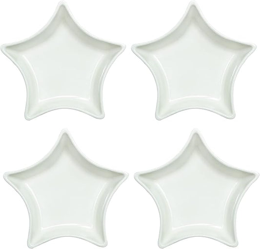 Star-shaped Multipurpose Ceramic Sauce Dish Seasoning Dishes Sushi Dipping Bowl Appetizer Plates(Set of 4)