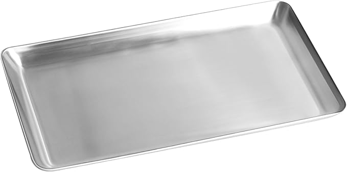 IMEEA Small Silver Tray SUS304 Stainless Steel Rectangular Tray — Countertop Organizer for Bathroom Vanity, Jewelry, Keys & Skincare (9.8" x 6")