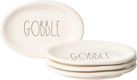 Rae Dunn Gobble Appetizer Plates - Set of 4, 8”