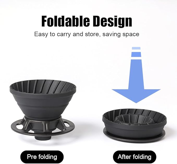 Collapsible Pour Over Coffee Dripper, Silicone Camping Coffee Filter for Travel Camping Office Home
