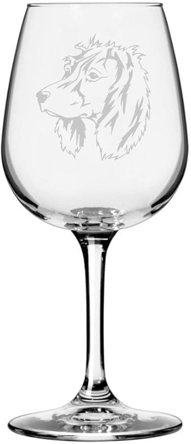 Etched Laser Art Personalized Dog Themed Etched Wine Glass - Custom Dog Breed Wine Glasses, Ideal for Pet Lovers, Unique & Personalized Birthday Gift for Men & Women - Pont Audemer Spaniel, 12.75 oz