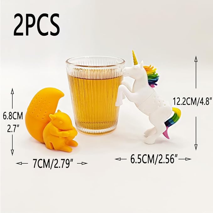 Fun Unicorn and Squirrel Tea Infuser, Reusable tea steeper for loose tea Let you enjoy a pleasant afternoon tea time (Unicorn + Squirrel)