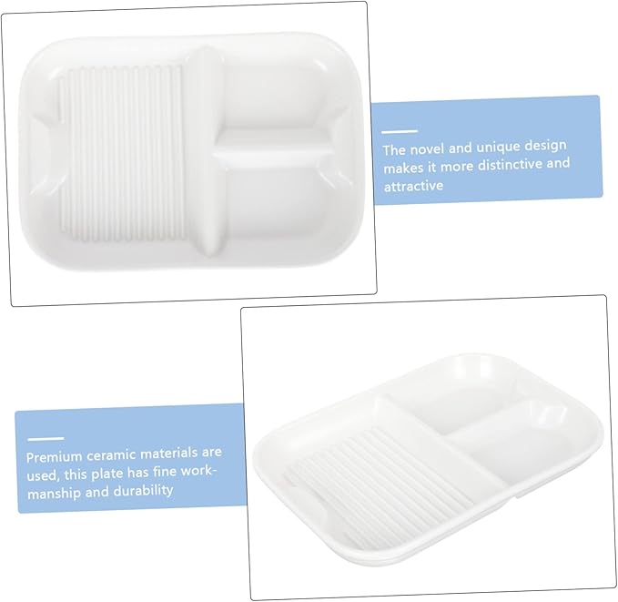 Divided Plate for Breakfast Divided Plate Ceramic Snack Tray Lid School Breakfast Trays
