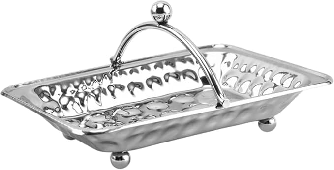 Generic Metal Vanity Tray Stainless Steel Serving Tray Easy to Clean Guests Hand Towel Storage Tray Napkins Holder for Makeup Bathroom, Silver