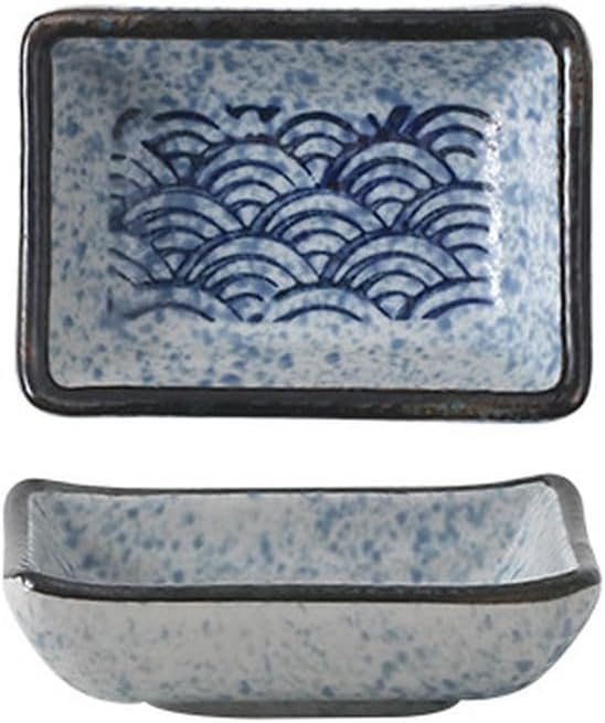 Japanese-style household ceramics simple underglaze color creative personality exquisite dish-corner dish (sea ripple)