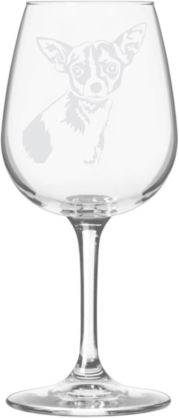 Etched Laser Art Chihuahua Personalized Dog Themed Etched 12.75oz Wine Glass Custom Dog Breed Wine Glasses, Ideal for Pet Lovers, Unique Birthday Gift for Men & Women, Personalized Gift