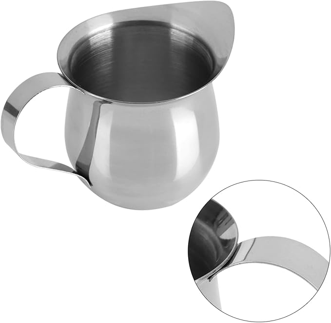 Milk Frother Cup, 240ml/8oz Creamer Pitcher, Frothing Pitcher, Stainless Steel Milk Steam Container, Steamer Cup for Espresso Coffee Latte