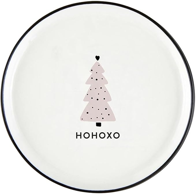 Santa Barbara Design Studio 4-Piece Christmas Appetizer Plate Set White Ceramic Small Plates, 5.25" Diameter, Glisten