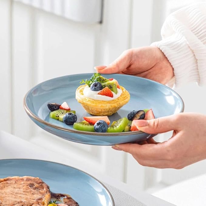 16 Piece Ceramic Tableware Set with Dinner Dessert Soup Plate Bowl for 4 Person Round Dinnerware Set