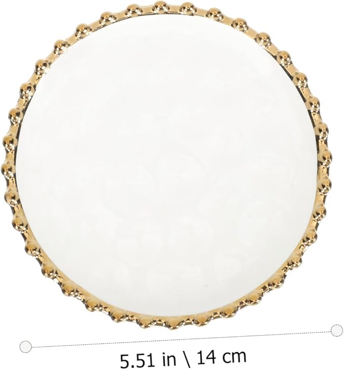 Ceramic Plate Gold Rim Decorative Dinnerware Suitable for Western Food Pasta Steak Pizza Salad Bread
