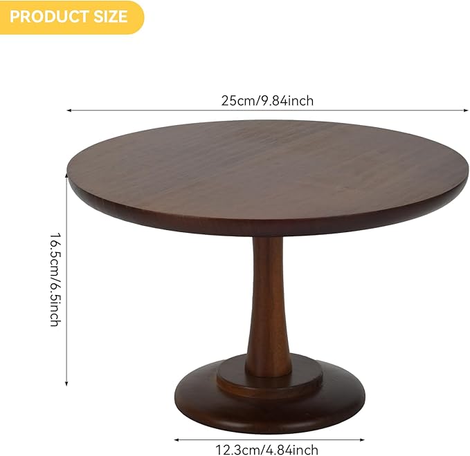 Rustic Cake Stand, 10 Inch Wood Cake Stand Set Wooden Round Cupcake Stand for Wedding Birthday Party Decor Dessert Cookie Serving Tray Pie Plate Holder Farmhouse Style