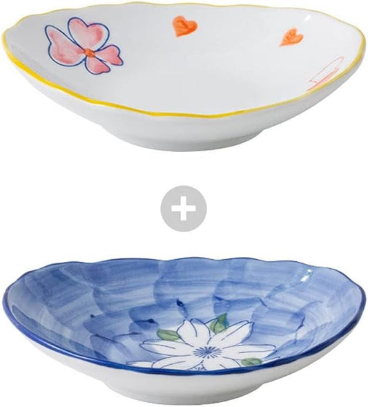 Appetizer Bowls 6 inch Ceramic Dessert Dishes Sauce Dish Soy Sauce Dipping Plates Snack Appetizer Side Dishes Serving Dish Japanese Style Dinnerware Set Salad Bowls (Color : B)