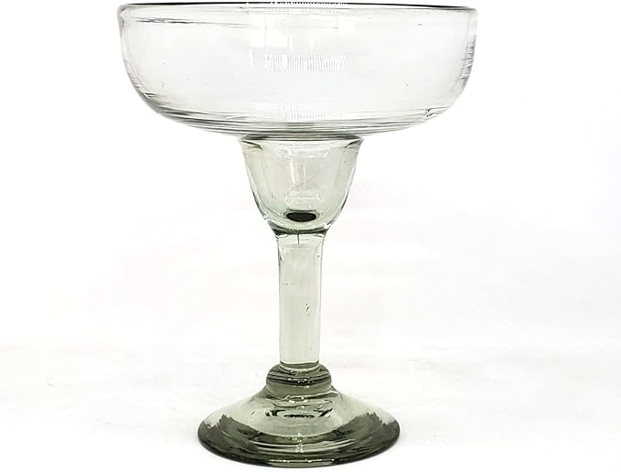 MexHandcraft Clear Large 14 oz Margarita Glasses (set of 4), Recycled Glass, Lead-free, Toxin-Free