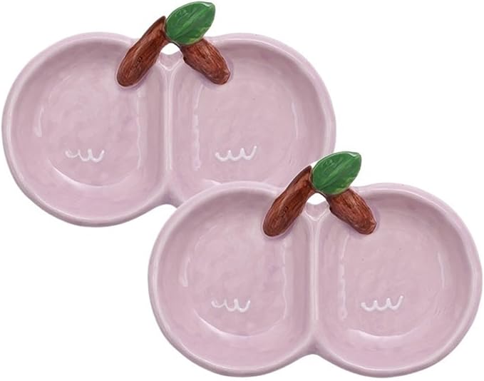 Sauce Dish Creative Shape Ceramic Plate Snack Plate Exquisite Compartment Snack Plate Household Appetizer Plate Snack Plate(Purple), 2-piece, ZCL2024