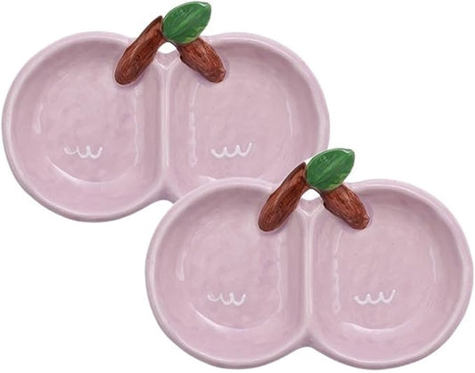 Sauce Dish Creative Shape Ceramic Plate Snack Plate Exquisite Compartment Snack Plate Household Appetizer Plate Snack Plate(Purple), 2-piece, ZCL2024