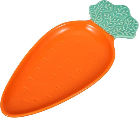 DECHOUS Carrot Shape Sauce Dish Ceramic Dipping Plate for Sushi Orange Porcelain Appetizer Bowl Convenient Sauce Container for Home and Restaurant Use