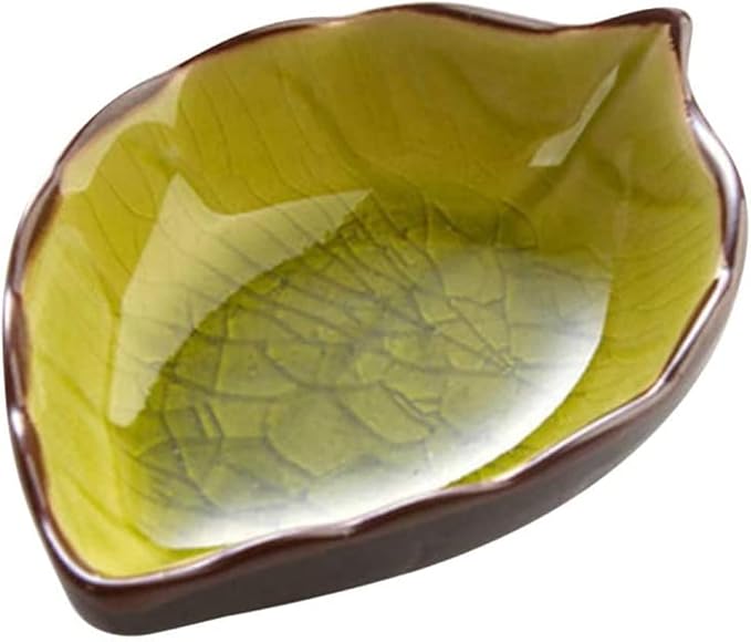 4pcs Ceramic Sauce Dishes Mini Leaf Shape Seasoning Dishes Sushi Dipping Bowl Saucers Bowl Appetizer Plates