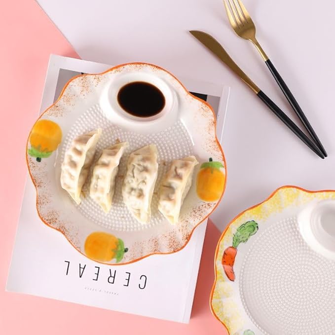 Multi Purpose Appetizer Ceramic Tray Vinegar Bowl Elegant Sushi Cookie Serving Dishes Dipping Sauce Plate for Dumplings French Fries Snacks Homes Restaurants Design Sense Souvenirs