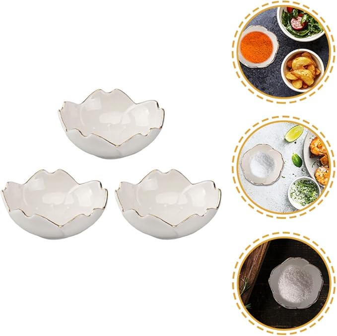 BESPORTBLE Sauce Dish 3pcs Cherry Glass Soy Sauce Dish Flower Petals Shaped Mini Cute Crystal Dessert Bowl Appetizer Plates Tea Bag Holder Small Dip Bowls for Jam Sushi