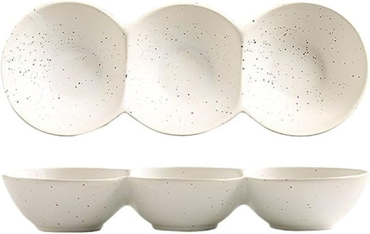Sauce Dish 1 Piece Dipping Bowl Multi-Compartment Plate Ceramic Compartmentalized Grilled Meat Seasoning Flavor Hot Pot Snack Bowl Dish Snack Plate(G), ZCL2024