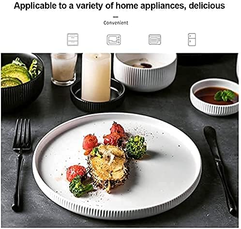 Dinnerware Set Kitchen and Dining,38-Piece Ceramic Dinnerware Set,Nordic Black White Creativity Porcelain Tableware Set with Bowls Dinner Plate Spoo