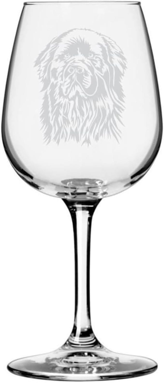 Etched Laser Art Personalized Dog Themed Etched Wine Glass - Custom Dog Breed Wine Glasses, Ideal for Pet Lovers, Unique Birthday Gift for Men & Women, Personalized Gift - Newfoundland, 12.75 oz