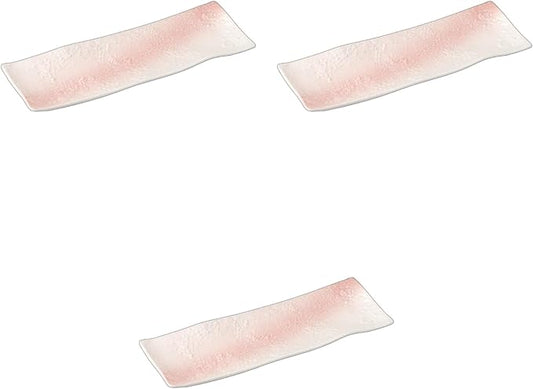 Setomonohonpo Sakura Snow Protruding Plates, Set of 3, 11.2 x 3.7 x 0.8 inches (28.5 x 9.5 x 2 cm), Appetizer Plates, Porcelain