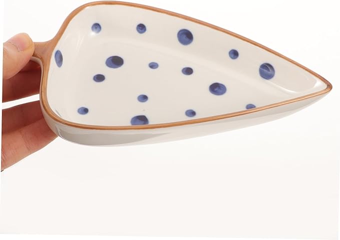 Zerodeko Ceramic Snack Dish Hand-painted Japanese Style Leaf Plate for Dipping Sauces Condiments and Appetizers for Home and Restaurant Use