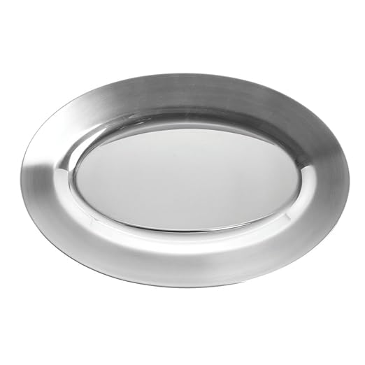 HUBERT Silver Serving Tray Oval Stainless Steel -11 3/4"L x 7 3/4"W