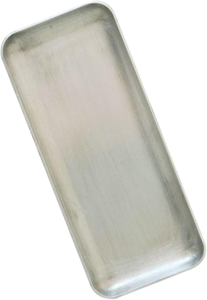BESTYASH Aluminum Serving Tray Silver Rustic Storage Plate Practical Utility Snack Platter for Home Vintage Industrial Style Small Organizer