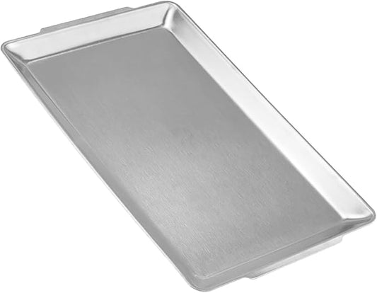 15.8" x 9.5" Large Serving Platters, Stainless Steel Heavy-Duty Large Serving Trays, Silver Rectangular Plates for Food, Fruit, Party, Wedding, Christmas, Chip and Scratch Resistant