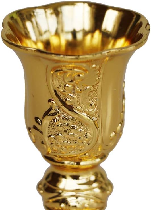 Taper Candle Holders with Deluxe Engraved Design, Set of 2 Premium Candlestick Holders in Gold