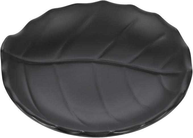 Toyvian Creative Leaf-pattern Snack Plate Black Ceramic Appetizer Dish Decorative Food Serving Tray for Kitchen and Household Use